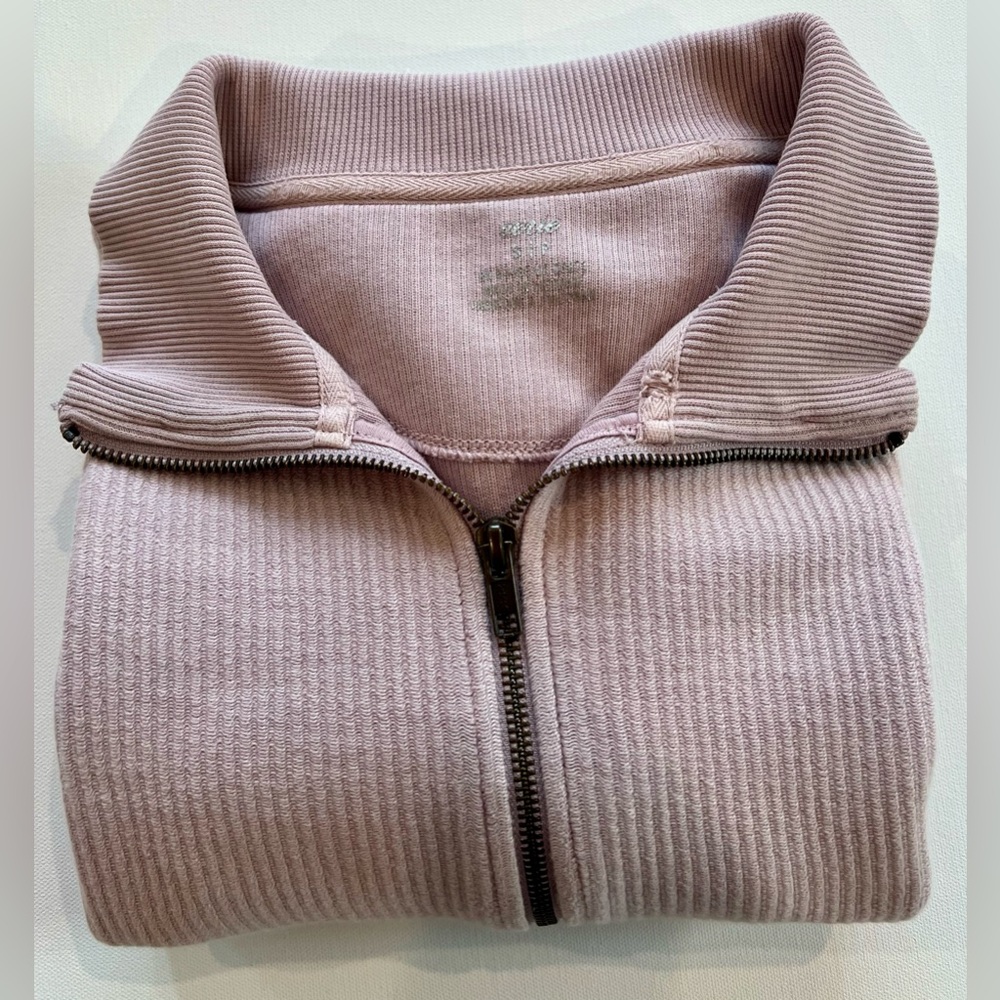 aerie Beyond Oversized Light Pink Quarter Zip Size Small 100% Cotton - Picture 15 of 16